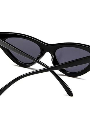 Чорні сонцезахисні окуляри resteq у формі "котячого ока", чорна оправа4 фото