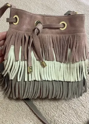 Оригінал ralph lauren замша сумочка з бахромою1 фото