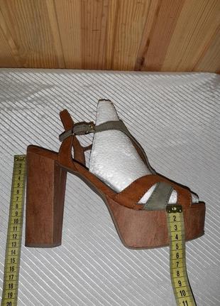 Коричневые босоножки на высоком каблуке и толстой подошве для стриппластики, пилатеса6 фото