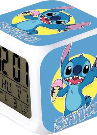 Padieoe stitch будильник цифровий годинник з температурою великий світлодіодний нічне світло, розумний будильник1 фото