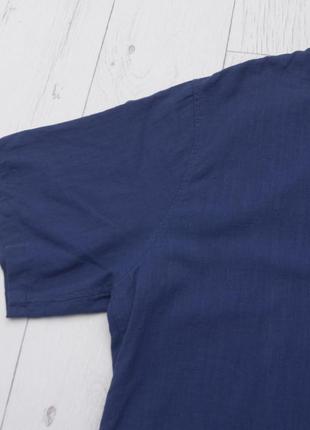 Luc matton рубашка футболка поло хенли хлопок лен темно синяя свободного кроя р. l3 фото