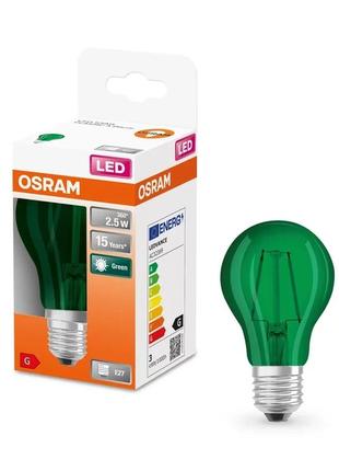 Светодиодная лампа цветная зеленая osram led star classic decor 2,5w/175 230v green e27