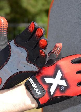 Рукавички для фітнесу madmax mxg-101 x gloves black/grey/red s5 фото