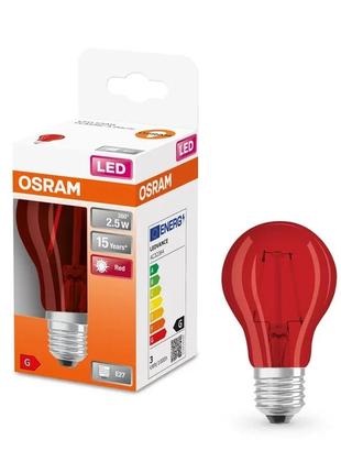 Светодиодная лампа цветная красная osram led star classic decor 2,5w/510 230v red e27