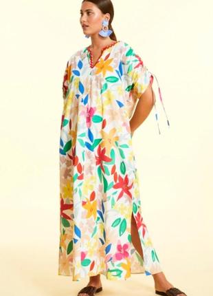 Платье marina rinaldi италия бохо р. 50 52 евро 44 хлопок длинное свободное