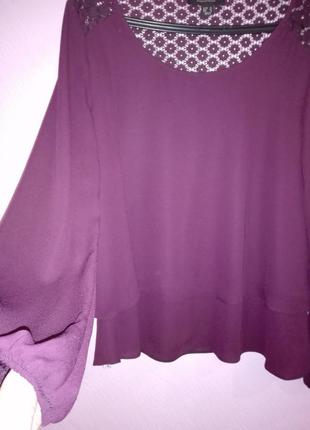 Шикарная блуза цвета марсала с гипюровой спинкой. б-23 фото