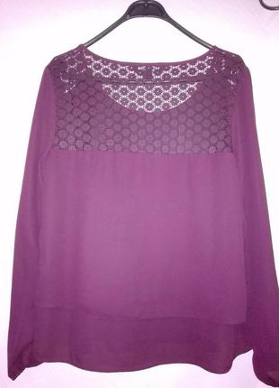 Шикарная блуза цвета марсала с гипюровой спинкой. б-24 фото