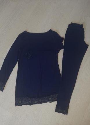 Костюм для дому та сну піжама лосини і кофта подовжена