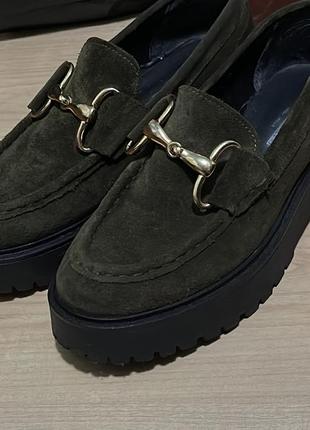 Туфлі броги оксфорди  лофери замш шкіра🔥🔥 ізумрудного кольору р.38 (24,5 см )2 фото
