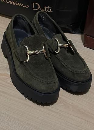 Туфлі броги оксфорди  лофери замш шкіра🔥🔥 ізумрудного кольору р.38 (24,5 см )3 фото