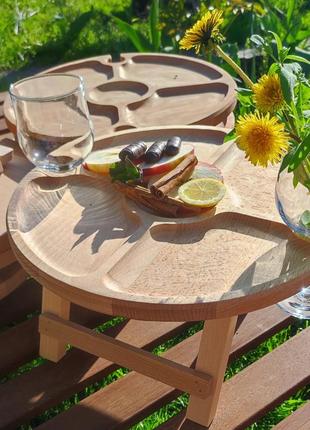 Винный столик на 2 бокала, деревянная менажница 35 см3 фото
