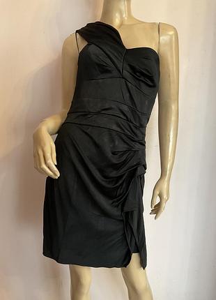 Чорне коктельне плаття на 1 плече/ s/ brend karen millen