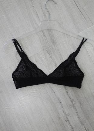 Черный кружевной сетчатый бюстгальтер-бралет треугольник lingerie by american apparel4 фото