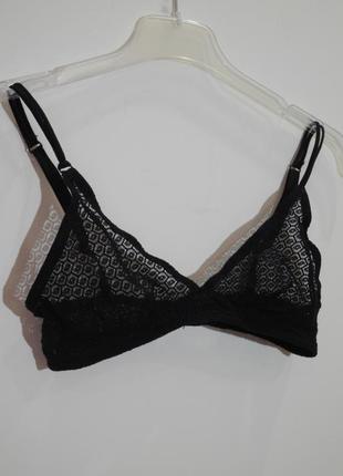 Черный кружевной сетчатый бюстгальтер-бралет треугольник lingerie by american apparel1 фото
