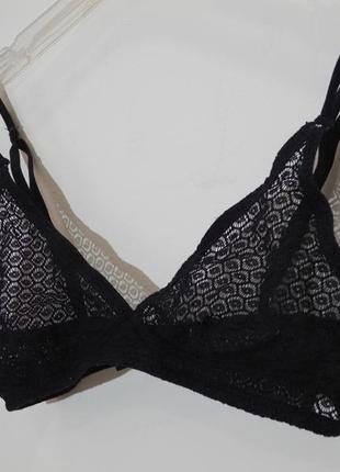Черный кружевной сетчатый бюстгальтер-бралет треугольник lingerie by american apparel9 фото