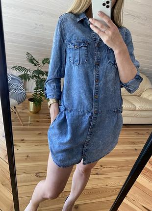 Джинсове плаття-сорочка з кишенями 2