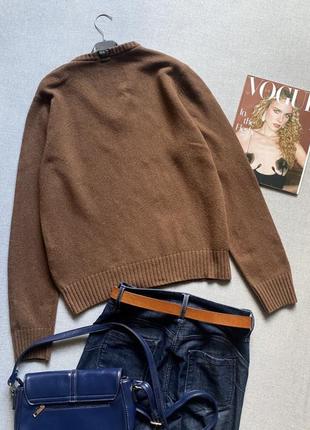 Шерстяной итальянский свитер, пуловер, джемпер, кофта, унисекс, meltin'pot, коричневый, синий, кэжуал5 фото