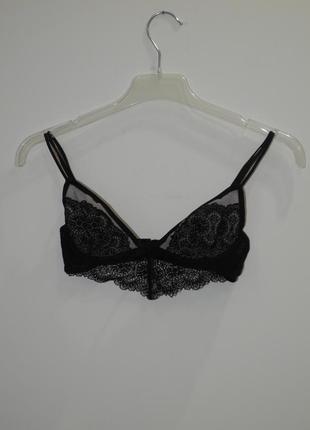 Черный кружевной сетчатый бюстгальтер-бралетт