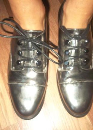Дорогие серебристо-стальные туфли оксфорды,броги reserved8 фото