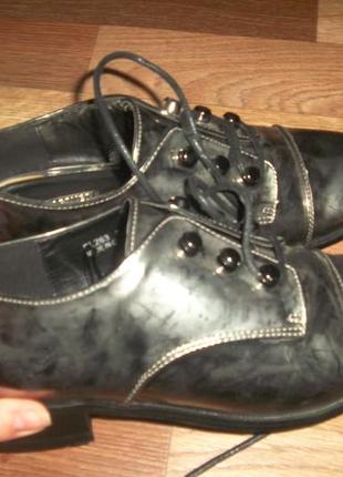 Дорогие серебристо-стальные туфли оксфорды,броги reserved5 фото