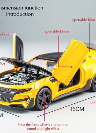 Модель автомобіля chevrolet camaro зменшена 1:32 зі фарами, що світяться, і звуковими ефектами мотора8 фото