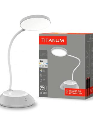 Led лампа настольная с аккумулятором titanum tltf-022g 7w 3000-6500k usb серая 26843