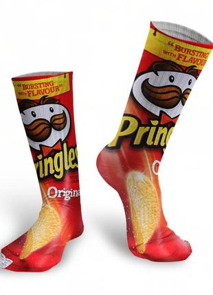 Чоловічі шкарпетки з принтом чіпсів прінглс. pringles socks. шкарпетки pringles. шкарпетки з принтом pringles1 фото