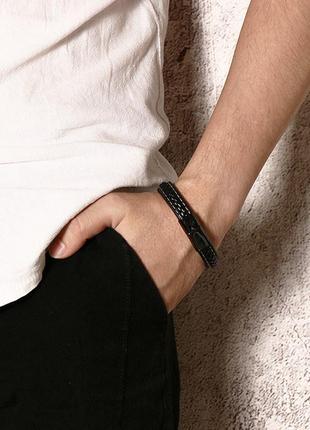 Кожаный браслет resteq черного цвета с эмблемой масонов. браслет из натуральной кожи с масонской эмблемой,4 фото