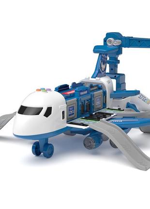 Іграшковий літак поліції зі звуковими та світловими ефектами, машинками та аксесуарами. інтерактивна модель поліцейської4 фото