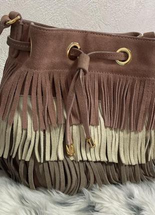 Оригінал ralph lauren замша сумочка з бахромою3 фото