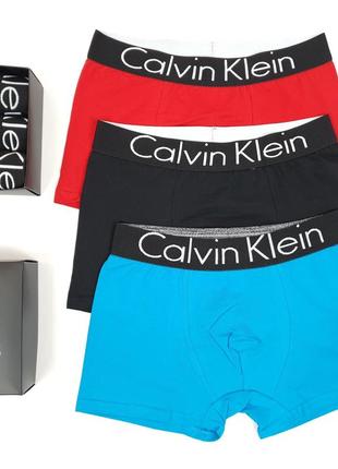 Мужские трусы в коробке 3шт calvin klein. комплекты мужского белья кельвин кляйн. мужские трусы-боксеры 3шт