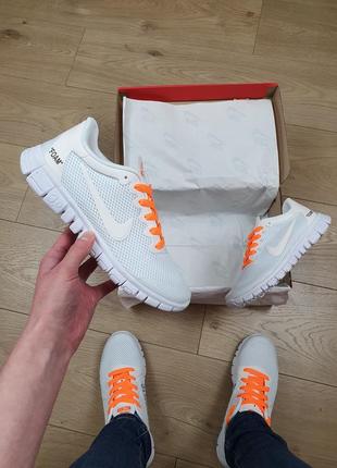 Кроссовки женские летние сетка белые nike x off white free run 3.0 . женские мокасины белые найк фри ран 3.0