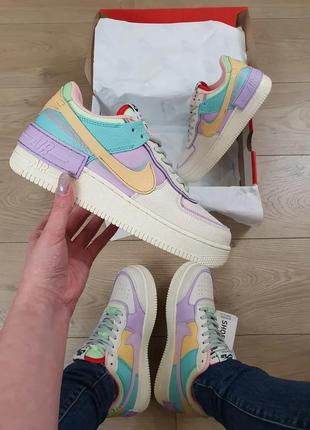 Nike air force 1 shadow pale ivory разноцветные кроссы женские. кроссовки найк аир форсе бежевые с цветными