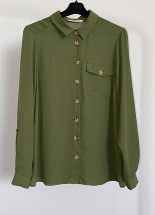 Женская рубашка оливкового цвета размер m