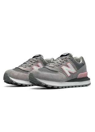 Женские кроссовки new balance 574 rugged темно-серые с розовым (нев балланты)4 фото