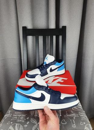 Темно синие nike air jordan 1 low obsidian кроссовки мужские кроссы найк аир джордан ретро 1 лов в синем цвете