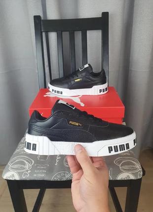 Кроссовки подростковые осень-весна puma basket cali black white. черно-белые кроссовки женские пума кали болд