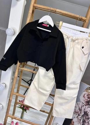 Карго +сорочка, костюм із карго дівчаткам