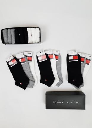 Короткі шкарпетки з бавовни набір 9 пар tommy hilfiger. шкарпетки чоловічі низькі набір томмі хілфігер 41-45р 9шт7 фото