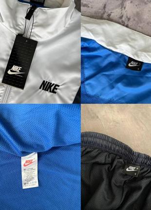 Мужской спортивный костюм nike old school на весну в бело-синем цвете premium качества, стильный и удобный костюм на каждый день8 фото