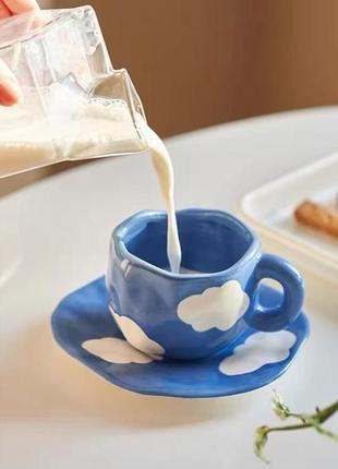 Набір кружка + тарілочка хмаринка