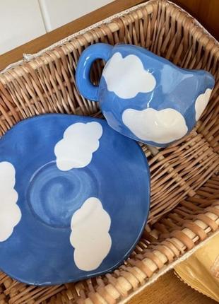 Набір кружка + тарілочка хмаринка