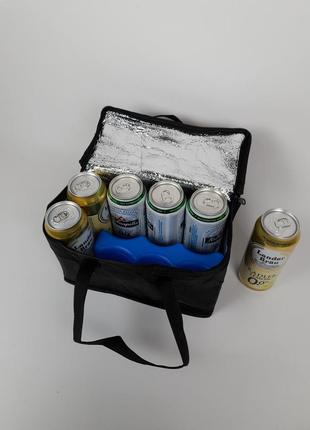 Ізотермічна сумка термосумка 5 літрів. сумки-холодильники термосумки. чорна термо сумка для їжі та напоїв10 фото