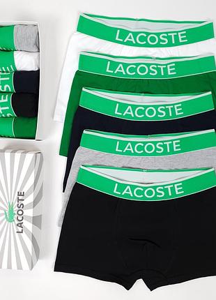 Набор трусов для мужчин 5 шт lacoste. мужские трусы боксеры лакосте. набор нижнего белья мужского бренд1 фото