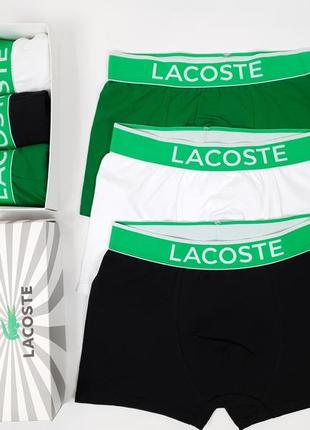 Боксери чоловічі 3шт lacoste. білизна спідня комплект трусів лакосте. чоловічі боксери бренд у коробці 3шт1 фото