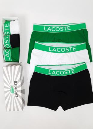 Трусы боксеры мужские 3шт lacoste. белье нижнее комплект трусов лакосте. мужские боксеры бренд в коробке 3шт4 фото