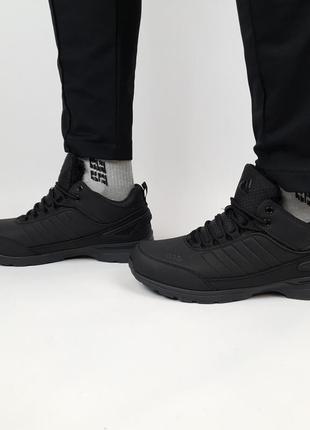 Кроссовки зимние мужские с мехом черные adidas gore-tex fur black. полуботинки на меху зима адидас гортекс10 фото