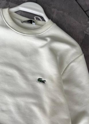 Мужской свитшот lacoste на весну в белом цвете premium качества, стильный и удобный свитшот на каждый день4 фото