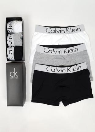 Мужские трусы боксеры из хлопка 3шт calvin klein. набор трусов для мужчин. кельвин кляйн комплект трусов 3 шт10 фото