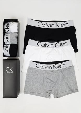 Мужские трусы боксеры из хлопка 3шт calvin klein. набор трусов для мужчин. кельвин кляйн комплект трусов 3 шт1 фото